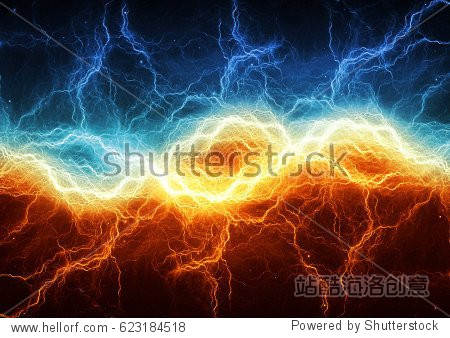 fire and ice abstract lightning background clash of the elements