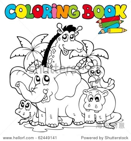 coloring book with cute animals 1 - vector illustration.