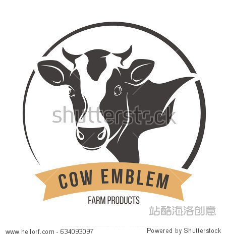 cow head silhouette emblem logo label. vector illustration.