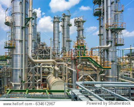 refinery tower in process area of oil and chemical industrial