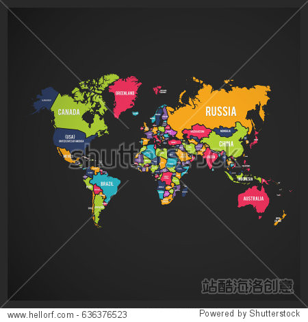 world map-countries on black background - 图片素材 - 站酷海洛