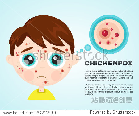 little boy baby kid face sick chickenpox virus infographic icon