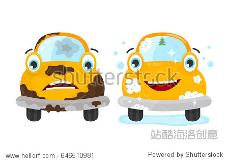 dirty and clean car set.