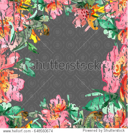 illustration of a pattern with bright watercolor flowers