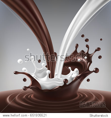 illustration of a flow of milk and chocolate created ripple and