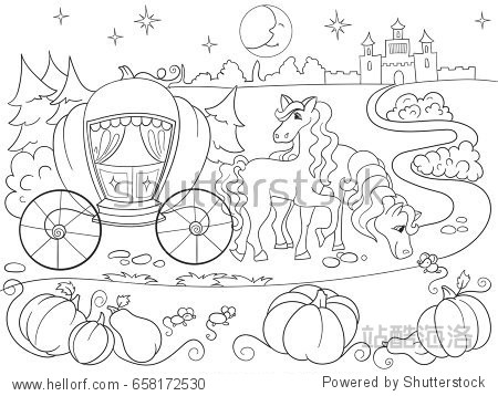 cinderella fairy tale coloring book for children cartoon vector