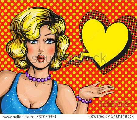 vector illustration of beautiful woman with heart shape speech