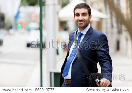 young businessmen with a bike