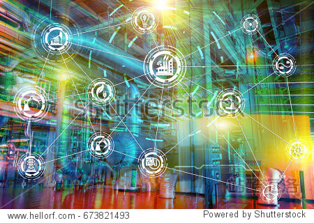 system icons internet of things network smart factory solution