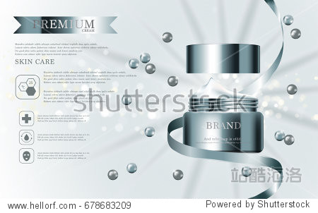 Hydrating facial cream for annual sale or festival sale. green silver cream mask bottle isolated on glitter particles background. Graceful cosmetic ads illustration.