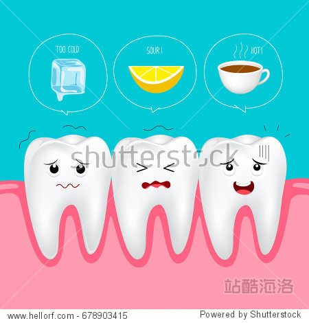 cute cartoon sensitive teeth character.