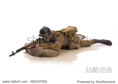 male actor in the form of an ordinary soldier