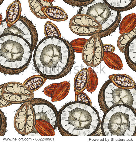 cacao beans and coconuts.