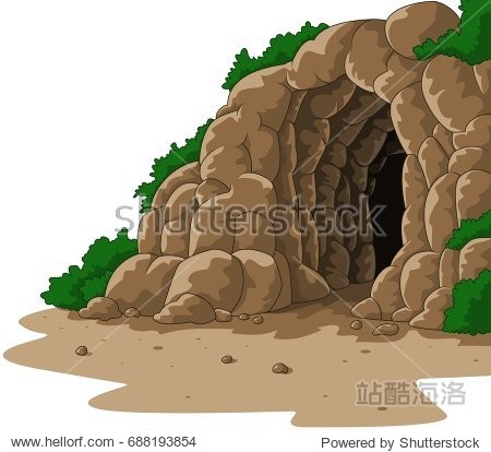 cartoon cave isolated on white background