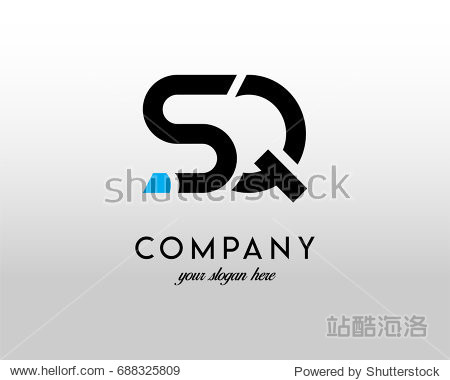 sq logo. letter design vector with blue and black colors.