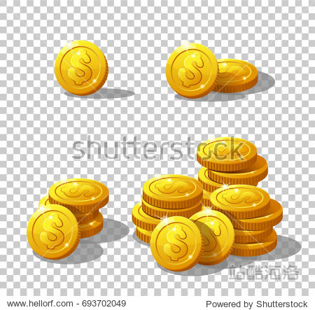 set of cartoon coin for web game or interface.