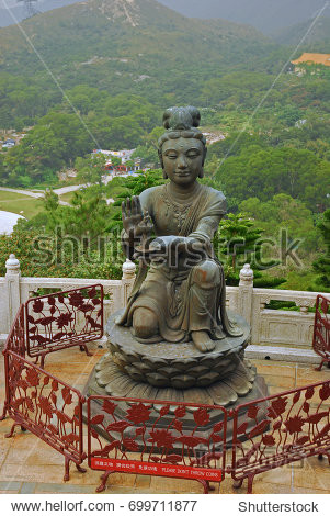 nirvana statues in front of tian tan buddha in lantau island