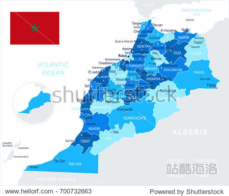 morocco map and flag - vector illustration