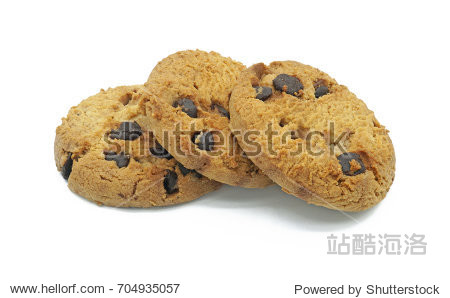 choco chip cookies tasty sweet biscuit chocolate pastry isolated