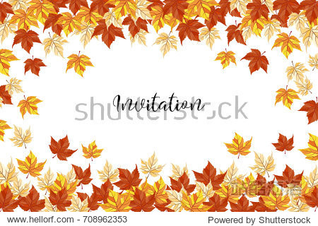 an illustration with bright autumn leaves and a sample text; generic fall background perfect for sale banners discount flyers also wedding invitation or save the date template season greeting card