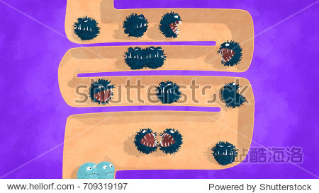 intestines with gut bacteria microbiome. too much bad bacteria.