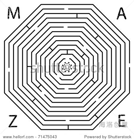 octagon maze against white background, abstract art illustration