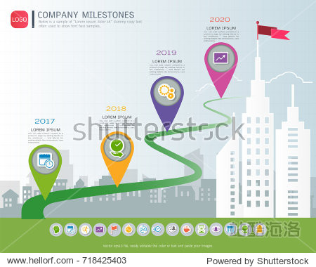 milestone timeline infographic design road map or strategic plan
