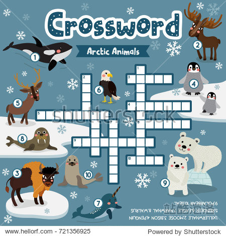 crosswords puzzle game of arctic animals for preschool kids