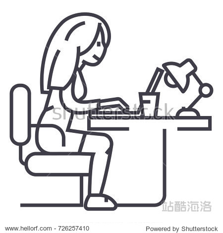 woman working on notebook in office or home,freelancer vector