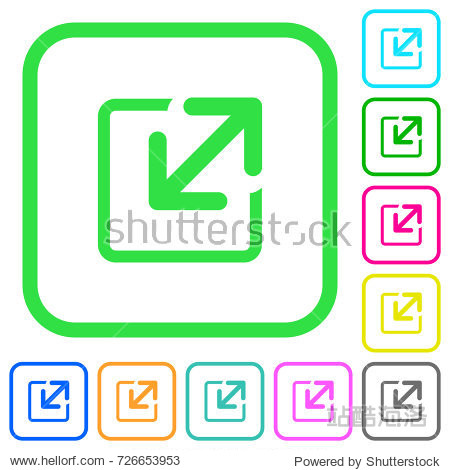 resize window vivid colored flat icons in curved borders on