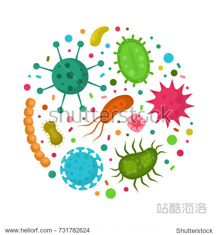 bacteria and germs colorful set micro-organisms disease-causing