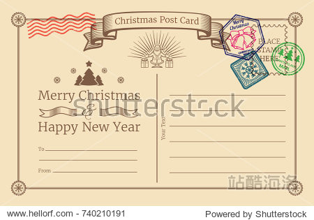 christmas and new year postcard blank illustration - 站酷海洛