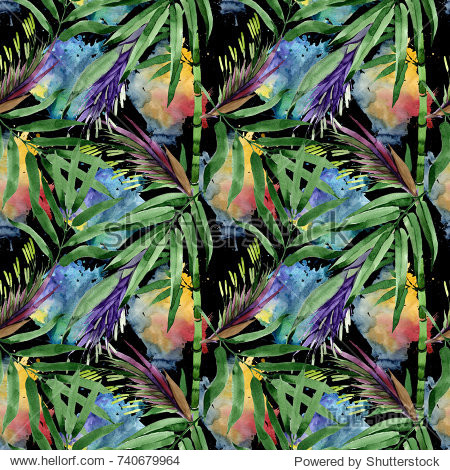 tropical leaves bamboo tree pattern in a watercolor style.