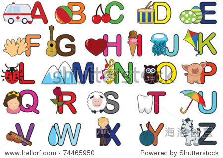 a vector illustration of a set of alphabet lette