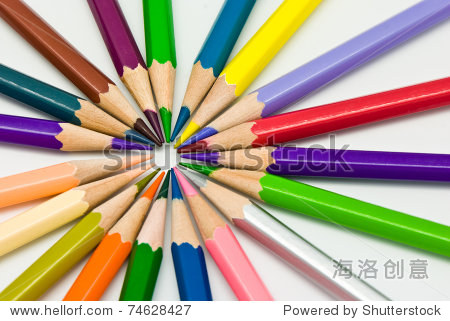 colored pencils isolated on white background - 图片素材 - 站酷