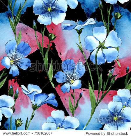 wildflower flax pattern in a watercolor style.