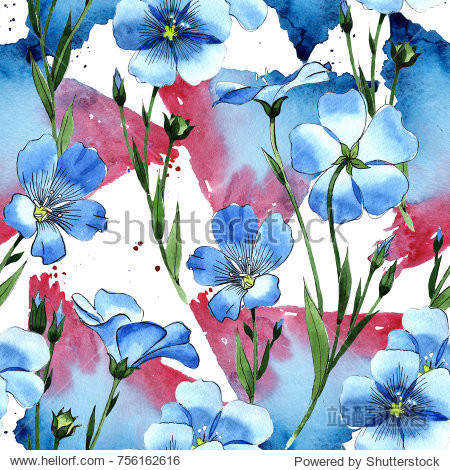 wildflower flax pattern in a watercolor style.