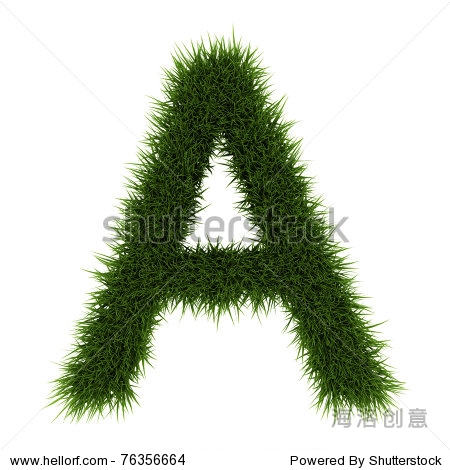 3d render grass font collection isolated on white