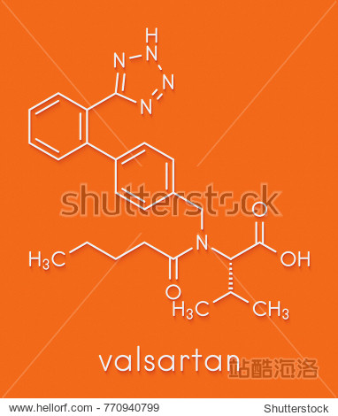 inhibitor of angiotensin ii receptor. skeletal formula.