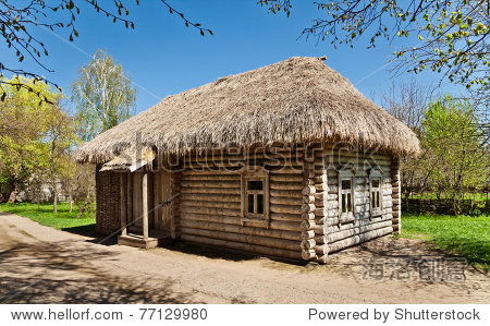 ancient russian log hut