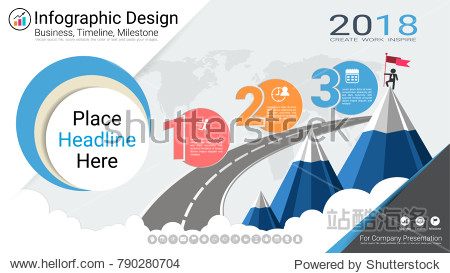 business infographics report milestone timeline or road map with
