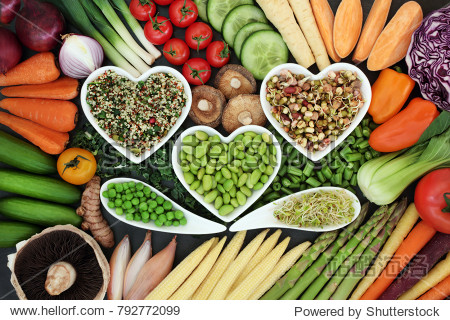 healthy diet superfood concept with fresh vegetables loose and