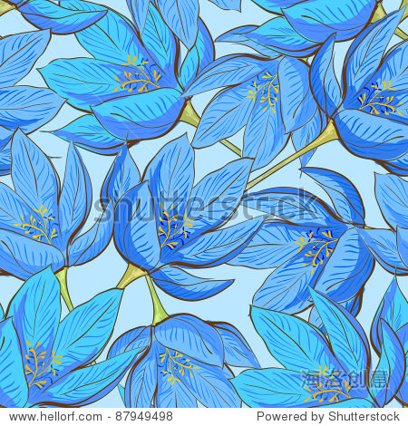 seamless floral pattern with blue flowers