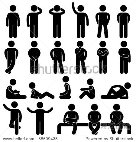 man basic posture people sitting standing icon sign symbol