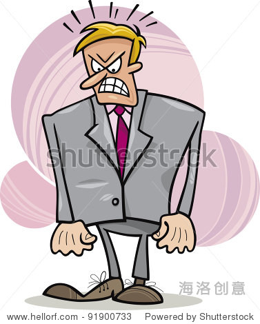 cartoon humorous illustration of very angry boss