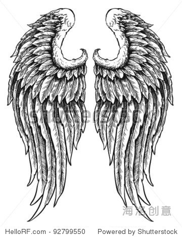 hand drawn angel wings