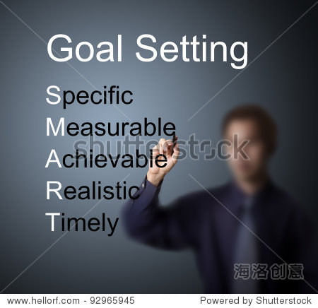 business man writing smart goal or objective setting - specific