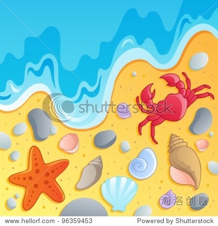 沙滩简笔画贝壳图片