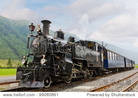 vintage black steam powered railway train