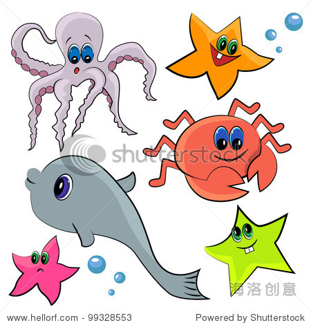 sea mammals set.